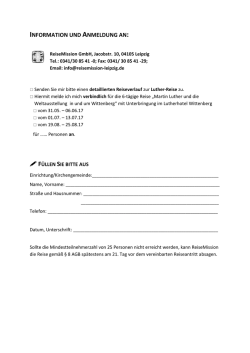 INFORMATION UND ANMELDUNG AN: