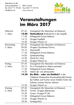 Veranstaltungen im März 2017