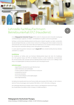 Lehrstelle Fachfrau/Fachmann Betriebsunterhalt EFZ (Hausdienst)