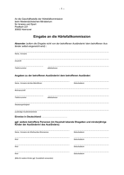 Eingabevordruck  - Nieders&auml;chsisches Ministerium