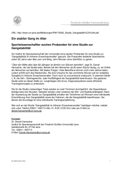 Ein stabiler Gang im Alter Sportwissenschaftler suchen Probanden