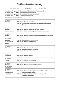 Gottesdienstordnung - Kath. Kirche St. Bonifatius Werdau St