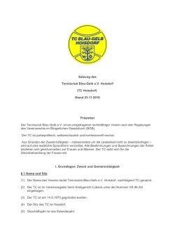 Satzung des Tennisclub Blau-Gelb e.V. Hoisdorf (TC Hoisdorf