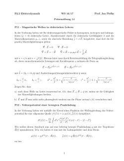 P2.2 Elektrodynamik WS 16/17 Prof. Jan Plefka - Hu