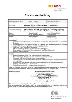 Stellenausschreibung - Universit&auml;tsklinikum Halle