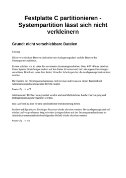Festplatte C partitionieren - Systempartition l&auml;sst sich nicht verkleinern