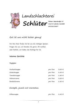 Partyzettel Schlachetrei Schlüter - Fleischerei Schlüter