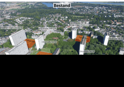 Luftbild mit Bestand „Weiße Riesen“