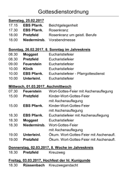 Gottesdienstordnung - St. Peter und Paul Unterleinleiter