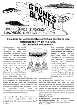 Gr&uuml;nes Bl&auml;tt`l M&auml;rz 2017 - Gr&uuml;ne Liga Osterzgebirge eV