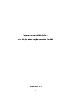 Interessenkonflikt-Policy der Alpha Wertpapierhandels GmbH