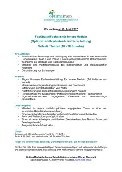 Internist/in - Ambulantes Rehabilitationszentrum Wiener Neustadt