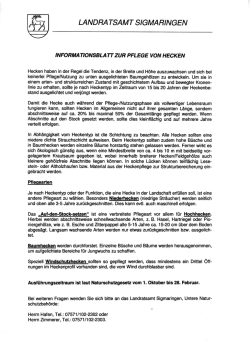 Informationsblatt zur Pflege von Hecken