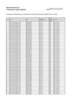 Bekanntmachung Freiverkehr (Open Market)