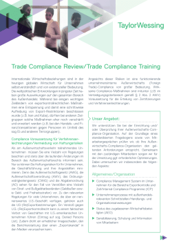 Trade Compliance Review/Trade Compliance