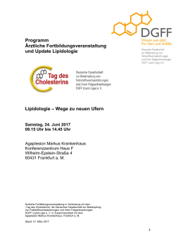 Programm Ärztliche Fortbildung zum Tag des Cholesterins - Lipid-Liga