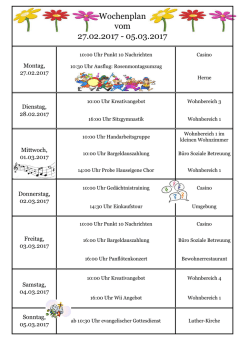 Wochenplan vom 27.02.2017 - 05.03.2017 - DRK