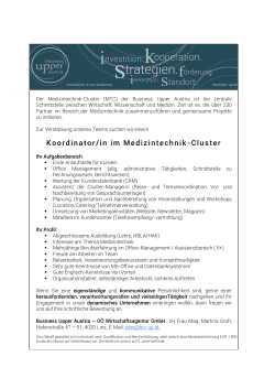 Koordinator/in im Medizintechnik-Cluster