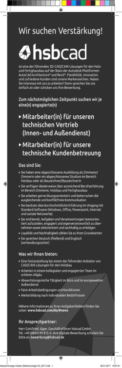 hsbcad Anzeige mikado (Stellenanzeige) 03_2017.indd