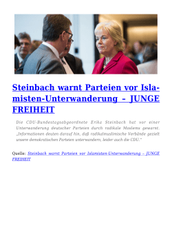 Steinbach warnt Parteien vor Islamisten
