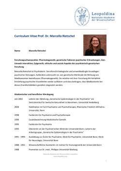 Curriculum Vitae Prof. Dr. Marcella Rietschel