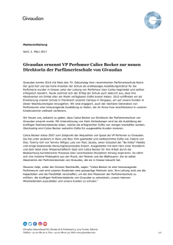 Givaudan ernennt VP Perfumer Calice Becker zur neuen Direktorin