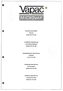 mn~~~~ Vapac Microvap Humidifier Parts List Models: WL, PE, LMD