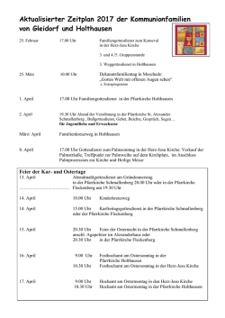 Aktualisierter Zeitplan 2017 der Kommunionfamilien von Gleidorf