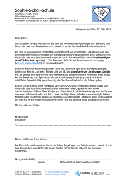 Fernbleiben vom Unterricht - Sophie-Scholl
