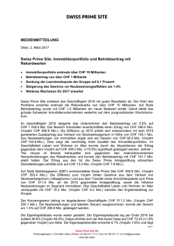 MEDIENMITTEILUNG Swiss Prime Site