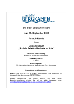 "Soziale Arbeit - Bachelor of Arts" zum 01.09.2017