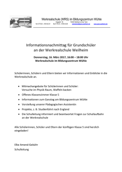 Informationsnachmittag f&uuml;r neue Klasse 5