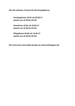 Hier die nächsten Termine für die Kompaktkurse: