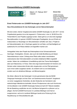 Pressemitteilung LEADER Heckengäu