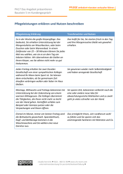 Handout: Pflegeleistungen erkl&auml;ren und Nutzen beschreiben