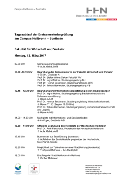 Tagesablauf der Erstsemesterbegrüßung am Campus Heilbronn