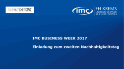IMC BUSINESS WEEK 2017 Einladung zum zweiten