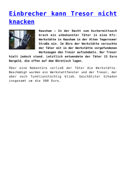 Einbrecher kann Tresor nicht knacken