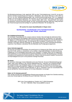 Sachbearbeiter / Kundenberater (m/w) Vertriebsinnendienst