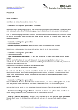 Pubertät - Deutsches Schriftstellerforum