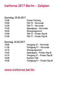 IceHorse 2017 Berlin - Zeitplan www.icehorse.berlin