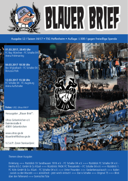 Herausgeber &bdquo;Blauer Brief&ldquo;: Ultras Gelsenkirchen e.V. Daimlerstra&szlig;e