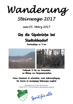 Steinwege 2017 Um die Gipsbrüche bei Stadtoldendorf