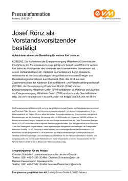 Josef Rönz als Vorstandsvorsitzender bestätigt