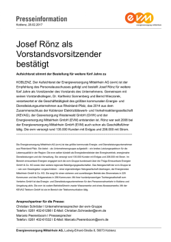 Josef R&ouml;nz als Vorstandsvorsitzender best&auml;tigt