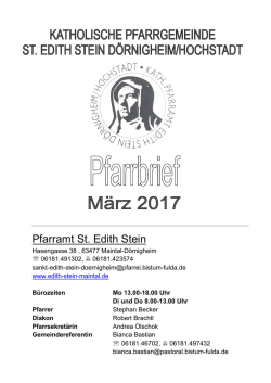 Gottesdienstordnung M&auml;rz 2017 - Maria K&ouml;nigin, Maintal