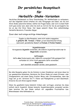 Ihr pers&ouml;nliches Rezeptbuch f&uuml;r Herbalife-Shake