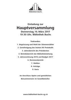 Jahresbericht 2016 - Bibliothek Buchs SG