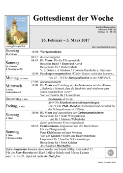 Gottesdienst der Woche