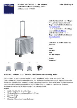 RIMOWA Lufthansa 747-8 Collection Multiwheel® Businesstrolley
